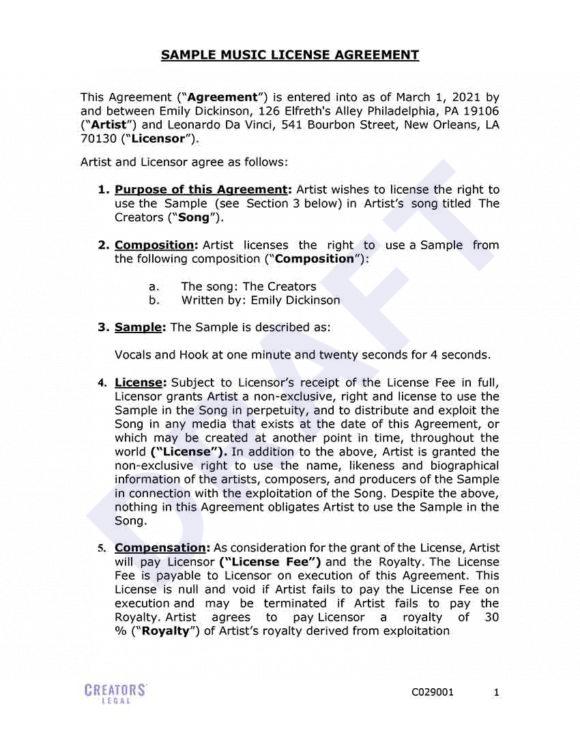 Music License Agreement Template