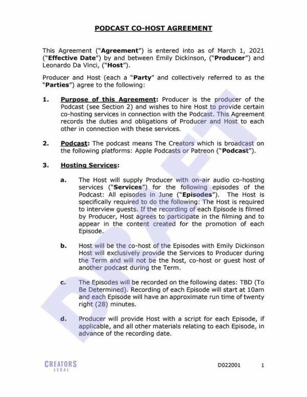 Podcast Host Agreement Creators Legal Podcast Host Agreement Creators Legal