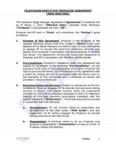 Television Executive Producer Agreement (Non-Writing)