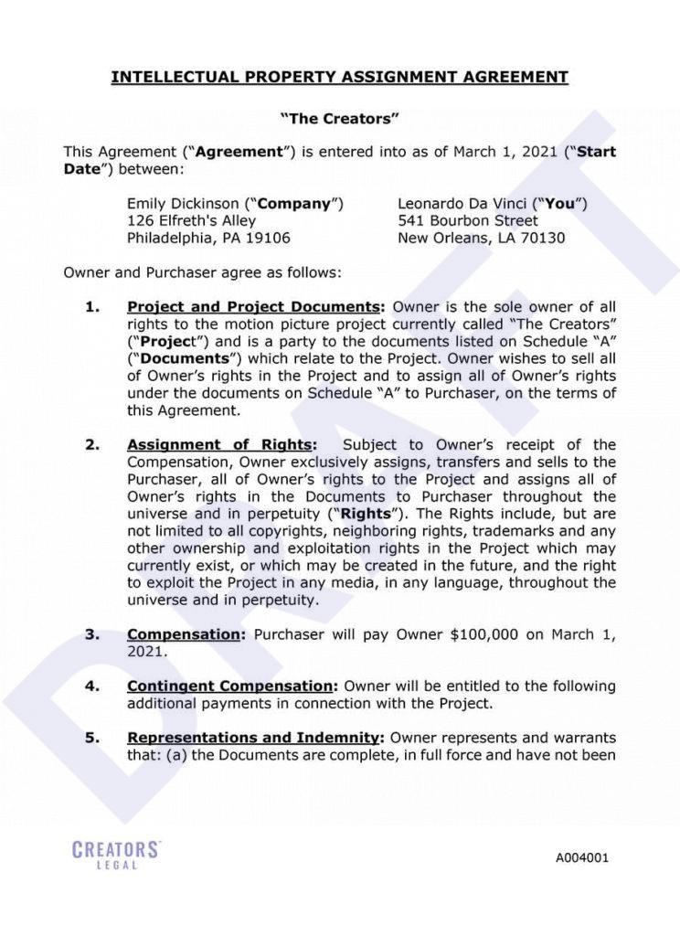 Film Intellectual Property Assignment Agreement