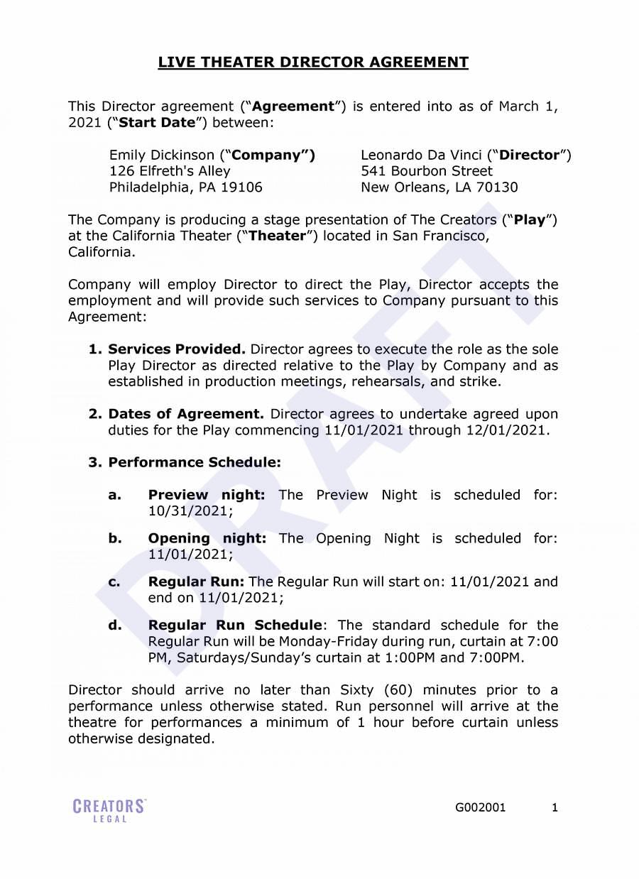 Theatre Director Contract Template