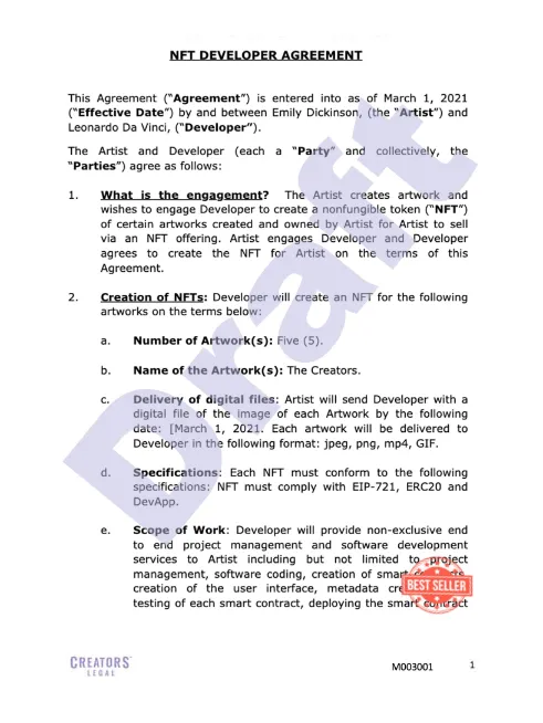 Creators Legal NFT Developer Agreement (1)