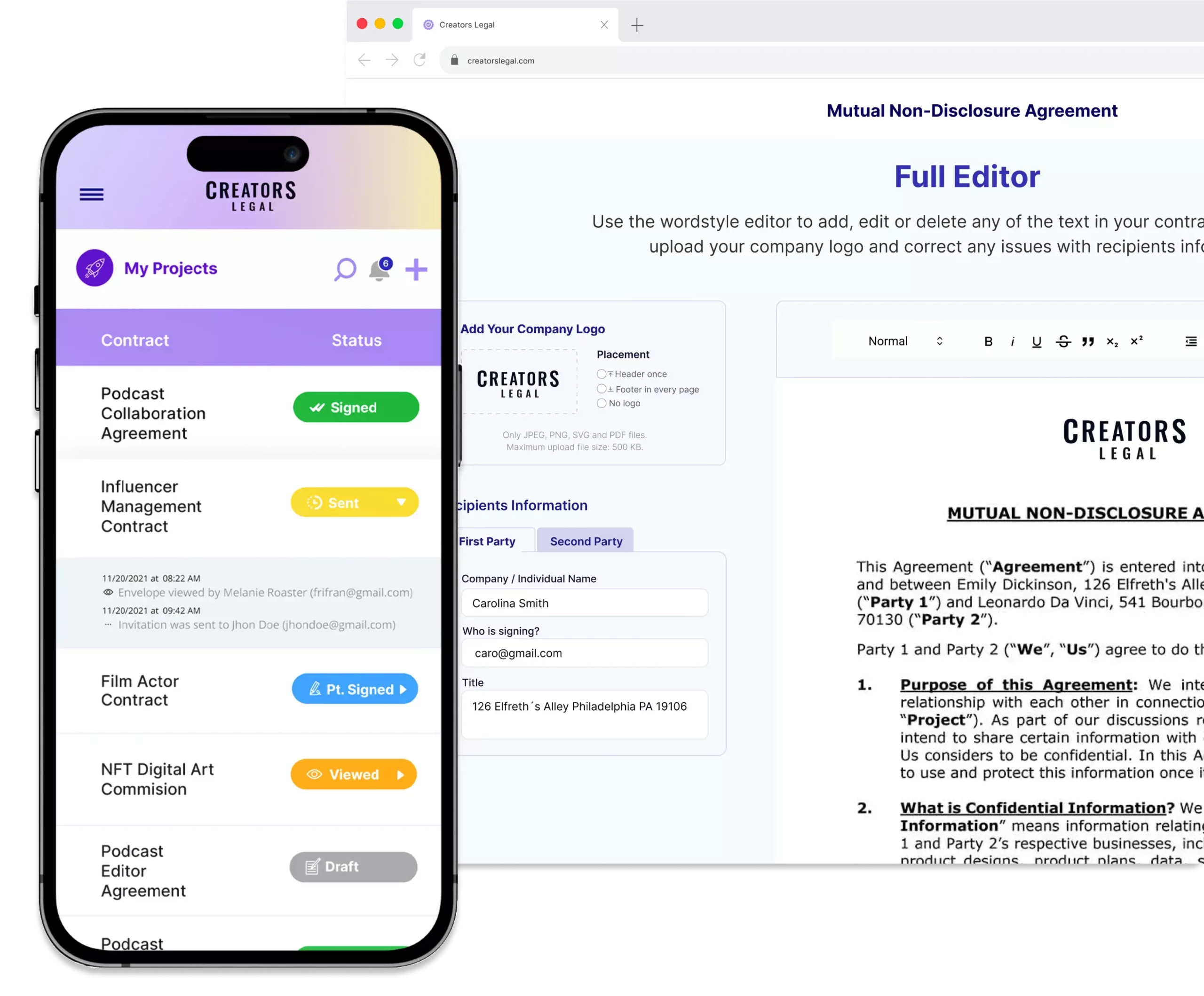 Creators Legal Interfaces