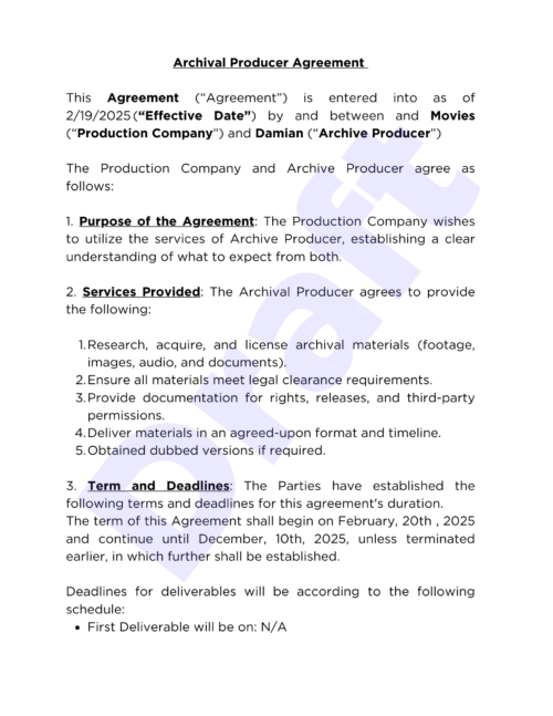 Creators Legal - Archival Product Agreement Template